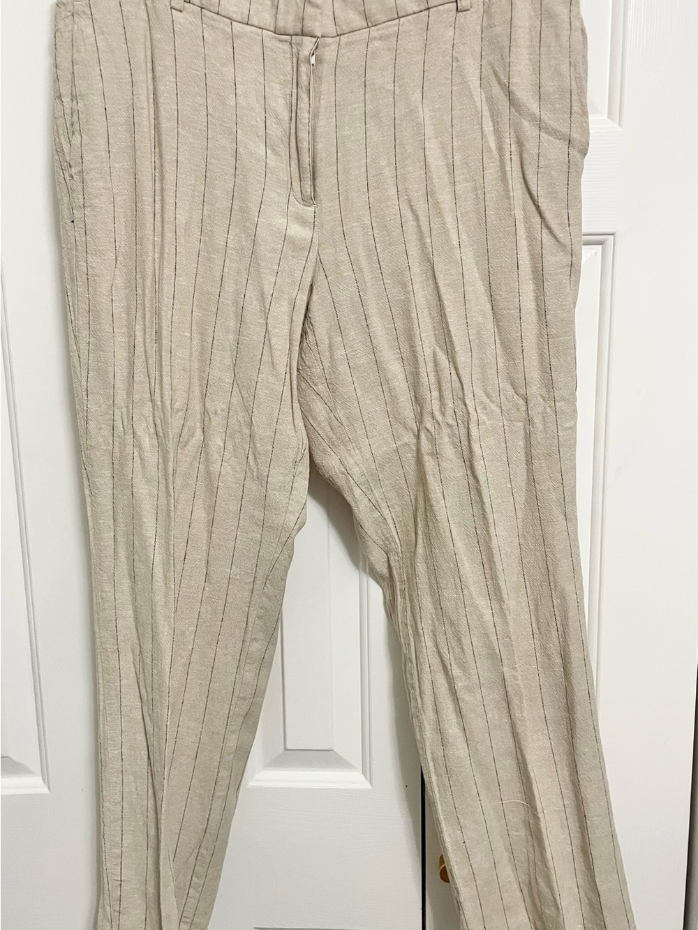 Rachel Zoe Beige Pinstripe Chinos